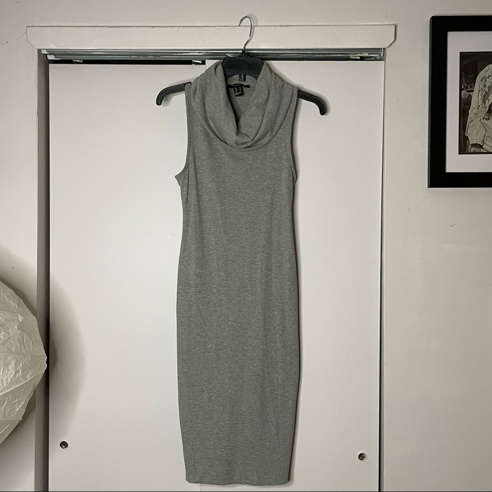 Revamped - Ribbed High Collar Sweater Dress